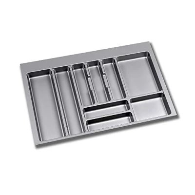Immagine di Emuca organizzatore di posate, cassetto cucina, vaschetta portaposate, 9 scomparti, modulo 80 cm, plastica, Grigio Antracite