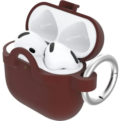 Immagine di OtterBox Custodia Soft Touch per AirPods (4th Gen), soffice al Tatto, antishock, Graffi e Cadute, Ultra Sottile con moschettone, Marrone