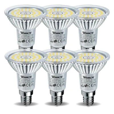 Immagine di WSMCN E14 Lampadine LED, Bianco freddo 5000K, 6.5W Equivalenti a Lampadina Alogene da 100W, 760LM Non Dimmerabile R50 Spotlight Senza sfarfallio, Angolo Fascio 120 Faretti, Confezione 6