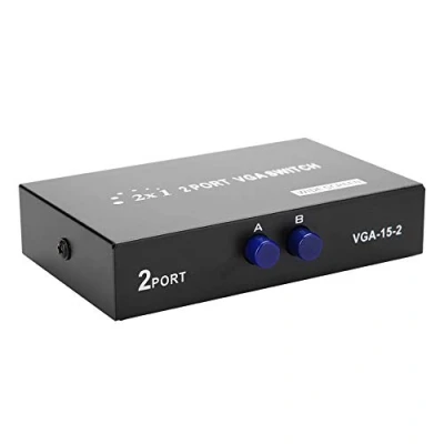 Immagine di Switcher VGA 2 in 1 out, Port Pulsante VIO Switch a Due Vie, Supporta Display VGA, XGA, SVGA, UXGA e Multisync, Splitter Adattatore per Monitor TV PC