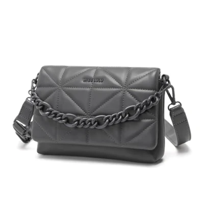 Immagine di Miss Lulu Piccole Borse a Tracolla per Donne, Imbottite Classiche Morbide con Cinturino Largo, Borsa Spalla Impermeabile in Pelle PU Cellulare come Regalo Ragazze (Grigio intenso)