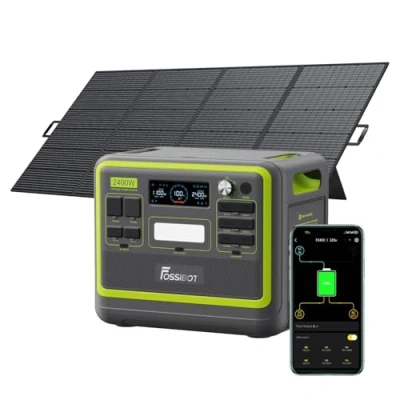 Immagine di FOSSiBOT F2400 Generatore Solare con 2 Pannelli Solari da 200 W, Batteria LiFePO4 2048Wh Uscita 2400 Ricarica Rapida di 1,5 ore, Centrale Elettrica Portatile per Campeggio e Camper
