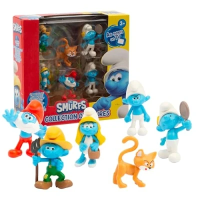 Immagine di Giochi Preziosi I Puffi Set Composto Da Contadino, Brontolone, Grande Puffo, Puffetta, Vanitoso E Il Personaggio Esclusivo Birba 5,5 Cm, Per Bambini A Partire Dai 3 Anni