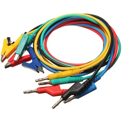 Immagine di Fasizi 5Pcs Spina a Banana per Clip Coccodrillo Cavo Puntali Elettronici da 4 mm di Prova in Morbido Silicone Sicurezza Prolunga 14 AWG Multimetro Set Cavi