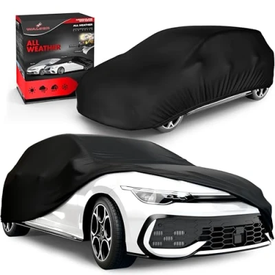 Immagine di Walser Telo di copertura per auto All Weather, impermeabile, 100% resistente alle intemperie, auto, esterni, misura 1 colore nero