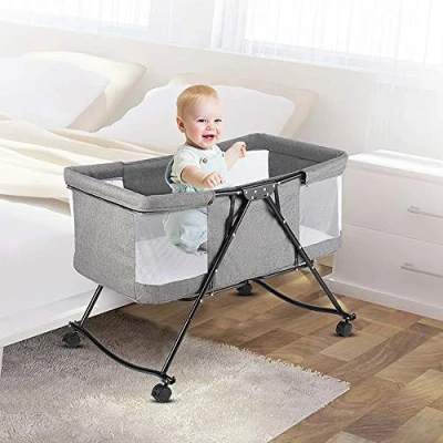 Immagine di THINFAR Cododo Culla con materasso e zanzariera 2 in 1 Lettino per bambini 0 36 mesi pieghevole mobile (106 * 92 55cm)