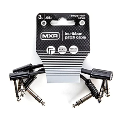 Immagine di JIM DUNLOP MXR Cavo Patch TRS a Nastro 3 pollici 7,6 cm Confezione da 3, Spina Angolata 1/4 di pollice (3PDCISTR03R)
