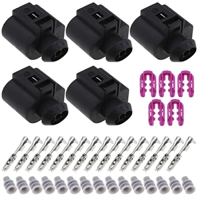 Immagine di ECSiNG 5 Set Auto 3 Pin Connettori Femminili con Terminali &amp; Guarnizioni Femmina Sensore Plug Kit 3D0973703 1J0973703 Impermeabile di Riparazione