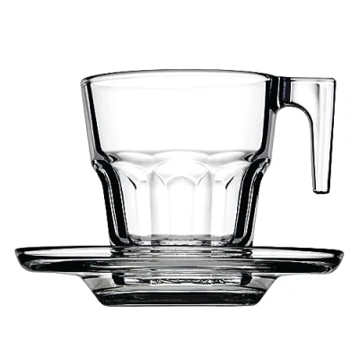 Immagine di Pasabahce Casablanca 95753 Tazzine da Caffè Espresso con Piattini, 70 ml, Confezione 12 pezzi (6 piattini e 6 tazzine)