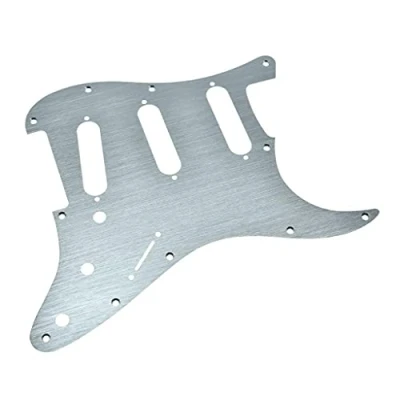 Immagine di KAISH 11 Foro Metallo Alluminio Anodizzato Stile Moderno ST/Strat SSS Battipenna Guinzaglio Guardia Piastra Scratch per Stratocaster/Strat Made in USA/Mexico Argento
