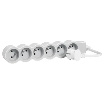 Immagine di LEGRAND Multipresa Extra Plate 6 prese di corrente Con terra cavo 1,5 m Bianco e Grigio Chiaro