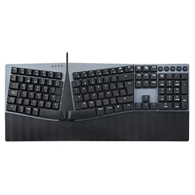 Immagine di Perixx PERIBOARD 535BR Tastiera meccanica ergonomica cablata Full Size Brown Switch a basso profilo Tasti macro programmabili Compatibile con Windows e Mac OS X Layout QWERTY Italiano
