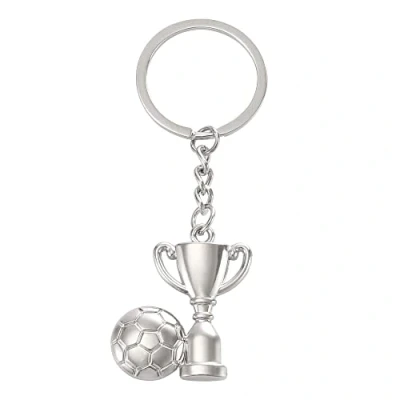 Immagine di TRIXES portachiavi in argento a forma di scarpa da calcio e trofeo, accessorio per coppa del mondo, gioiello con ciondolo Natale, compleanno, uomo donna