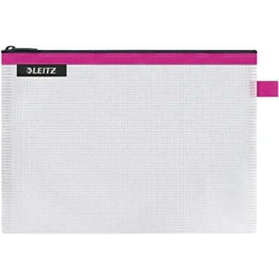 Immagine di Leitz WOW Busta da Viaggio, Resistente all&#039;Acqua, Trasparente, Adatta per Organizzare Piccoli Oggetti, Formato M (A5), Fucsia