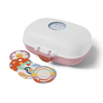 Immagine di monbento Snack Box Bambini Gram bianco/rosa Porta Merenda in Plastica sin BPA Ideale per Scuola, Picnic, Vacanze Piccolo Personalizzabile e Resistente Rosa &amp; Bianco