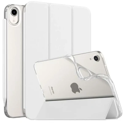 Immagine di MoKo Cover Compatibile con Nuovo iPad Mini 6a Gen. 8,3 Pollici 2021, Ultra Sottile Leggero Custodia Auto Sveglia/Sonno Retro Semi trasparente in TPU, Bianco