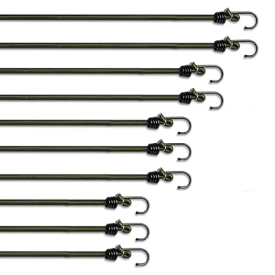 Immagine di Pluvios, Corde elastiche resistenti con ganci, confezione da 10, misure assortite, multiuso per cinghie bagagli, auto, alle intemperie e ai raggi UV, antiurto, clip