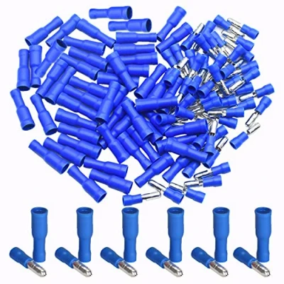 Immagine di CEEYSEE 100 Pezzi Connettori elettrici Terminali a Crimpare Per Cavi Testa Proiettile Da 1,5 2,5 mm² (Blu/YPZL)