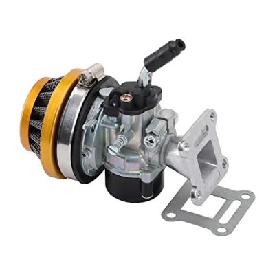 Immagine di GOOFIT Collettore Carburatore 19mm Moto con Filtro Aria 58mm Performance Sostituzione Per 2 Tempi 47cc 49cc ATV Mini Quad Go Kart Pit Bike Ciclomotore e Scooter Oro