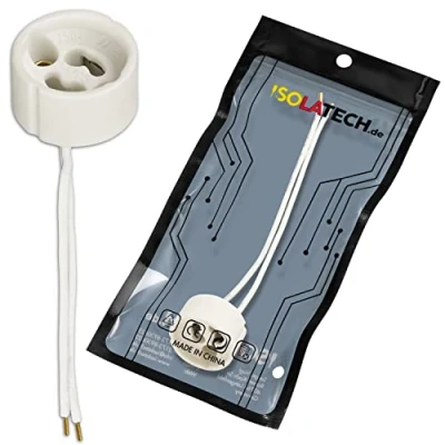 Immagine di ISOLATECH 1pc GU10 ceramica con ghiere LED lampadine a risparmio energetico (max.250V/2A) domestica incasso soffitto cucina bagno presa resistente al calore