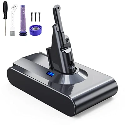 Immagine di EVARY 8000mAh Batteria per Dyson V8 Absolute SV10, di Ricambio Animal Fluffy Aspirapolvere con 2PCS Pre Filtri (V8)