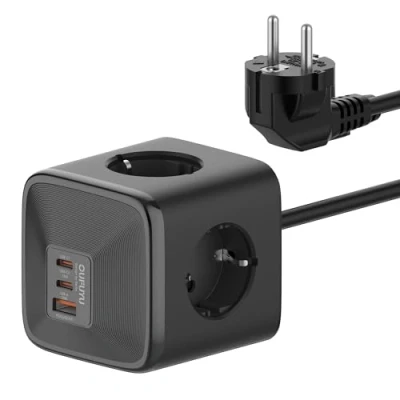 Immagine di OUFUYU Ciabatta Multipresa Cubo con 4 Prese 4000W 2 USB C e 1 A 30 W, Caricabatterie Rapido per MacBook, iPad, iPhone 16/15/14/13/12, Galaxy S24, Stampante, Casa, Ufficio cavo da 1,5 m
