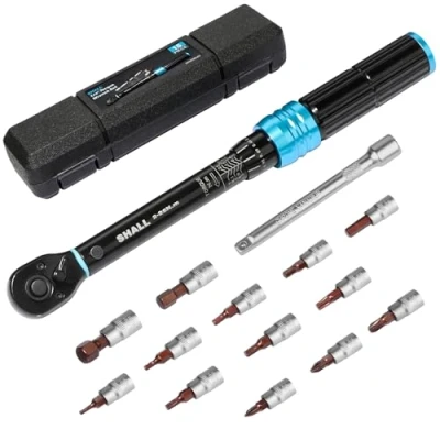 Immagine di Shall Set di chiavi dinamometriche da 15 pezzi 1/4&quot;, (2 25 Nm) Doppia direzione regolabile a 72 denti per la manutenzione bici e moto, con asta prolunga scatola immagazzinaggio