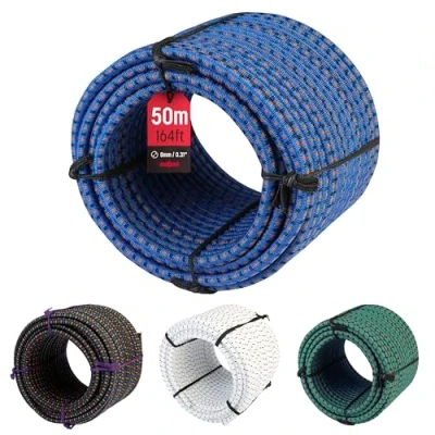 Immagine di Magma Rotolo di Corda Elastica 50m Corde Elastiche da 8 mm Diametro Per Pesca, Vela, Campeggio, e Fissaggio Teloni Extra Forte, Interno, Esterno, Giardino Auto (Blu)