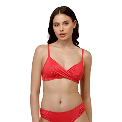 Immagine di Lovable Reggiseno con Imbottitura Estraibile Plain Lurex, Bikini de Donna, Rosso (Corallo), 34B