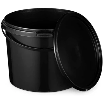 Immagine di BenBow Secchio con coperchio 3l nero 100x 3 litri alimenti sicuri, stabile, ermetico, antigoccia, inodore contenitore in plastica manico vuoto