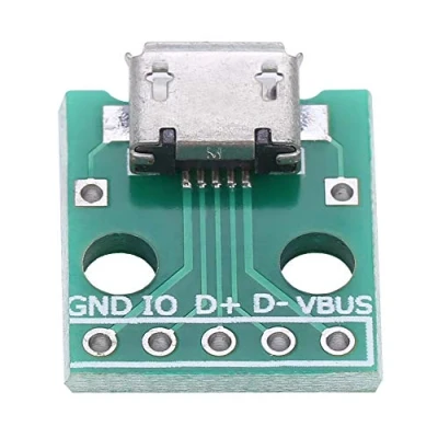 Immagine di Akozon Connettore Micro USB 10 pezzi Presa femmina per adattatore DIP Board 5 Pin 2,54 mm Pitch DIY alimentatore di rete
