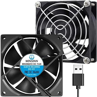 Immagine di WINSINN 8025 Ventola USB da 80 mm 5 V senza spazzole x 25 per raffreddamento fai te PC computer CPU Coolers radiatori (confezione 2 pezzi)