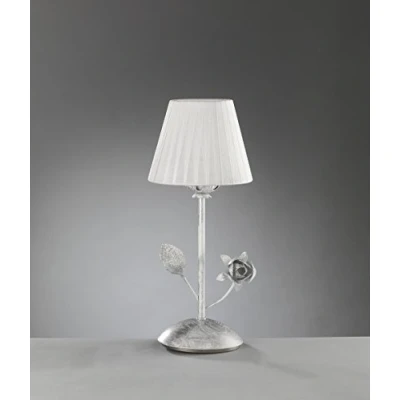 Immagine di Onli Rose Lampada da Tavolo E14, Bianco/Argento, Lumetto, lavorato a mano, metallo;tessuto