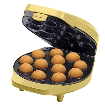 Immagine di Bestron macchina per cake pop di dal design retrò, con maggiordomo pop, forchetta e 12 bastoncini 700 W, colore: giallo