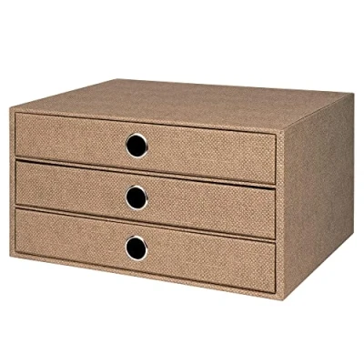 Immagine di Rössler Papier 1524452603 Scatola a 3 cassetti S.O.H.O. per DIN A4, con foro di presa, Linea speciale Nocciola, 343 x 250 185 mm, 1 pezzo