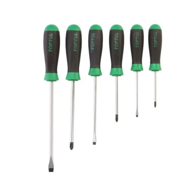 Immagine di TOPTUL GAAE0611 Kit cacciavite 6 Plastica Intaglio, Intaglio a croce (PH) SL4x100, SL6.5x150, SL10x200, PH1x80, PH2x100, PH3x150
