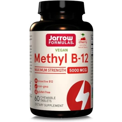 Immagine di Jarrow Formulas, Methyl B12, 5.000mcg, Deposito per 10 Giorni, Gusto Ciliegia, 60 Compresse Masticabili vegano, Testato in Laboratorio, Senza Glutine, Vegetariano, Soia, Non OGM