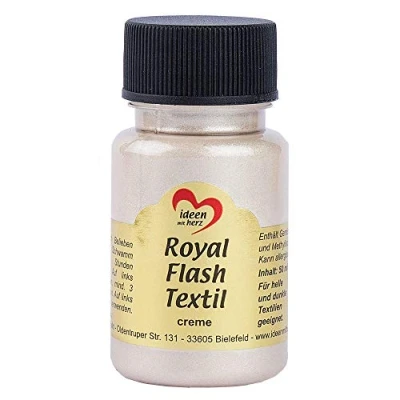 Immagine di Royal Flash Textil Colore metallizzato glitterato, 50 ml, altamente coprente, cremoso, per tessuti chiari e scuri, a base d&#039;acqua, dipingere valorizzare magliette, borse, crema