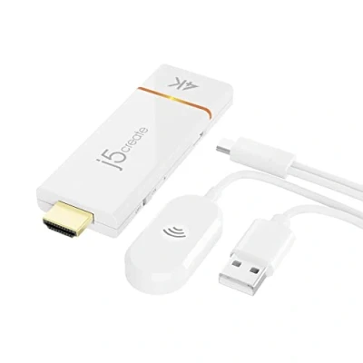 Immagine di j5create ScreenCast 4K Wireless Adapter Screen Cast da telefono cellulare tablet o laptop Supporto per AirPlay Miracast&amp;Chromecast Mirror Extend Windows&amp;macOS Display (JVAW76)