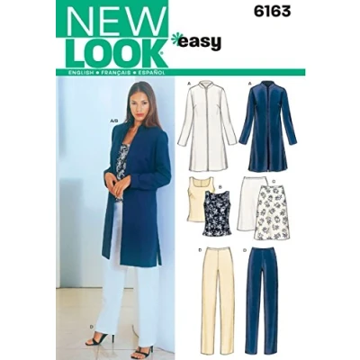 Immagine di Vogue Fabrics New Look 6163 Cartamodello per Abiti da Donna, Cotone, Multicolore, A (8 10 12 14 16 18)