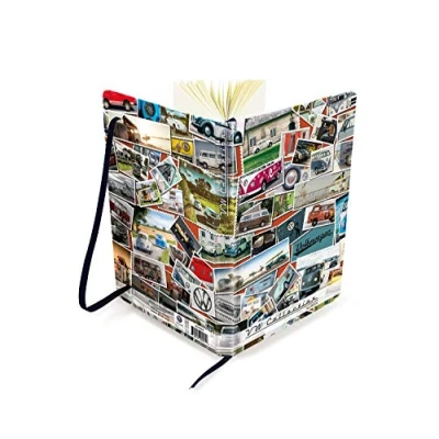 Immagine di BRISA VW Collection Volkswagen Taccuino Diario Libro di scrittura, foderato in copertina rigida DIN A5 Campervan T1 Bus design (Francobolli/Multicolore)