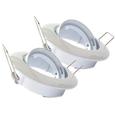 Immagine di 2 Pezzi Porta Faretto Da Incasso Orientabile, Portafaretto Rotondo Con Molla, Foro 75mm, Per Lampade Led GU10 e MR16 (Bianco)