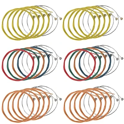 Immagine di 6 Set di Corde per Chitarra Acustico Ricambio Multicolore Sostituzione in Acciaio (2 Ottoni, 2 Rame Rosso e Multicolore)