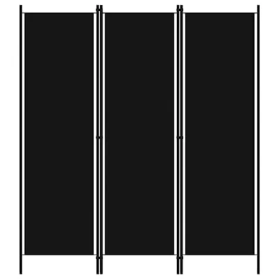 Immagine di vidaXL Paravento a 3 Pannelli Divisorio Separè Pannello Byobu Pieghevole Schermo Separatore Ambienti Interni Protezione Privacy Nero 150x180 cm
