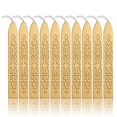 Immagine di 10 Pezzi Timbro Seal Ceralacca Oro, Cera Lacca Per Sigilli Utilizzato Le Carte, Buste Di Carta, Inviti Nozze, Sacchetti Regalo
