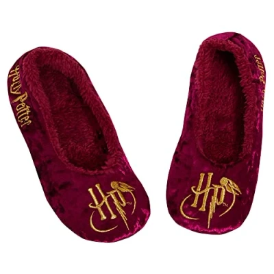 Immagine di Harry Potter Pantofole per donne e ragazze adolescenti Hogwarts slip on ballerina calzini pantofole, Borgogna, 36 EU