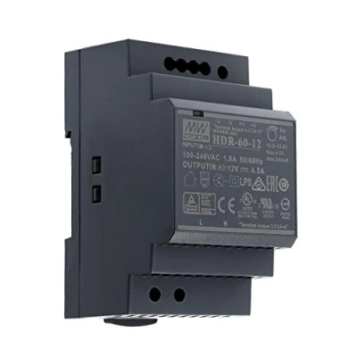 Immagine di 12 VDC 4,5 A 54 Watt Mean Well HDR 60 alimentatore guida DIN Rail
