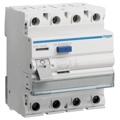 Immagine di Hager CFA463D Interruttore differenziale A 4 poli 63 0.3 400 V