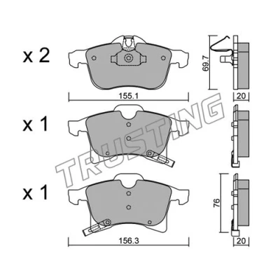 Immagine di TRUSTING 555.0 Kit pastiglie freno con segnalatore acustico usura OPEL: Corsa D Hatchback, E Meriva A