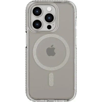 Immagine di tech21 Evo Crystal Custodia protettiva per iPhone 15 Pro, compatibile con MagSafe, in titanio naturale